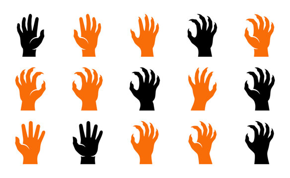 A spooky collection of halloween hand vectors perfect for creating terrifying designs and decorations