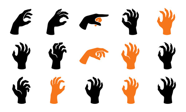 A spooky collection of halloween hand vector illustrations perfect for frightful designs and eerie themes