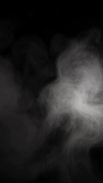 Abstract white smoke or fog swirling on a black background for atmospheric and mysterious effects