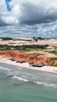 Canoa Quebrada Beach At Aracati In Ceara Brazil. Bay Coastline. Coast Travel. Vacations Landscape. Beach Cliff. Canoa Quebrada Beach At Aracati In Ceara Brazil.