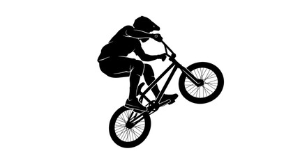 Fototapeta premium BMX Rider Silhouette Performing a Wheelie Trick on a Bicycle