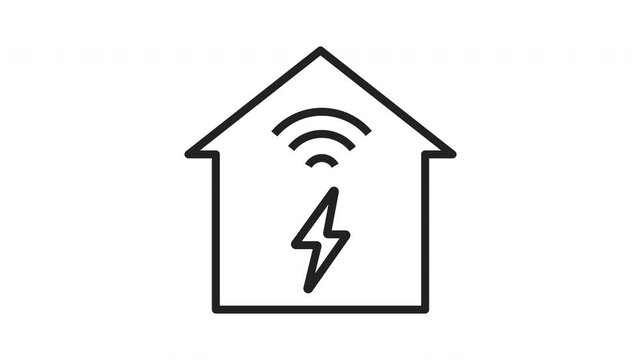 Smart Home Power and Wifi Connection Animated Line Icon