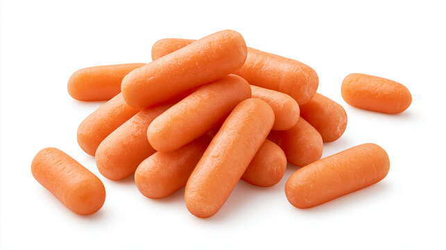 Fresh Baby Carrots Isolated on White Background