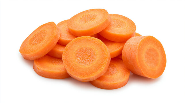 Sliced Carrot Pieces Isolated on White Background