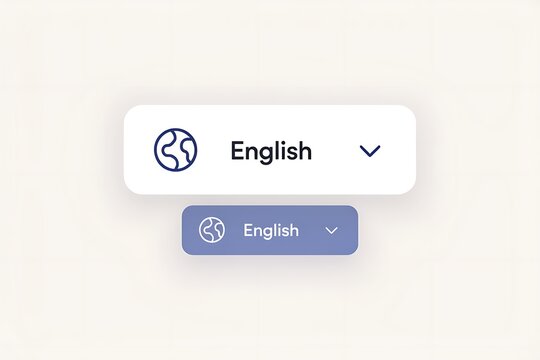 English Language Selector UI Dropdown in Light and Dark States