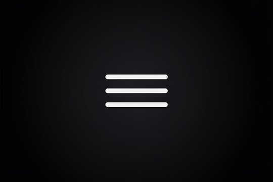 Minimalist White Three Line Hamburger Menu Icon on Black Background for Mobile UI Design