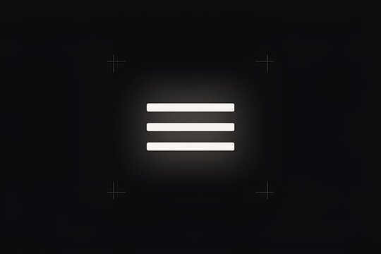 Soft Glowing Hamburger Menu Icon with Corner Target Crosshairs on Dark Background