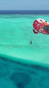 Parasail At San Andres Providencia Y Santa Catalina Colombia. Aquatic Sport. Beach Landscape. San Andres At Providencia Y Santa Catalina Colombia. Tourism Background. Nature Seascape.