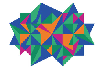 Obraz premium Abstract geometric composition featuring colorful triangles and polygons in a modern flat design style on white
