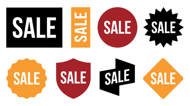 A collection of various colorful sale labels and promotional badges perfect for advertising your upcoming black friday retail marketing discount shopping events