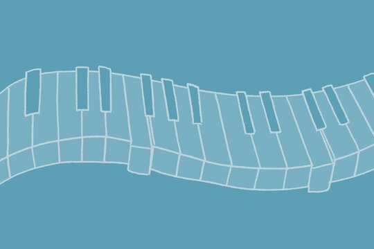 blue wavy piano key background