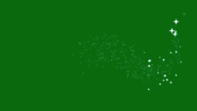 Shining magic sparkle motion, fairy dust transition seamless loop 4k, particles flare on green background. Magic glitter sparkle trail transition, glittering star smooth light streaks.