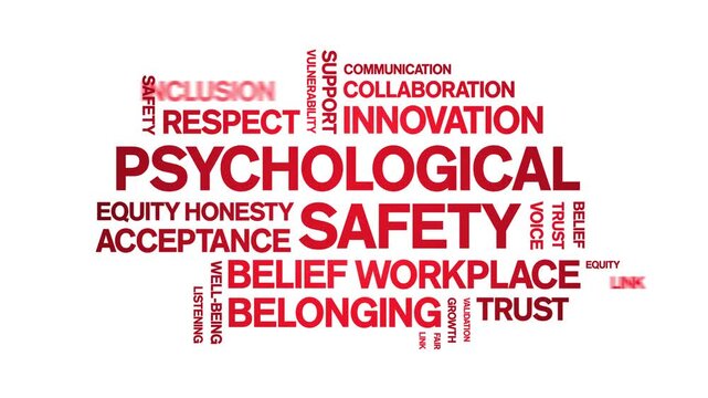 Psychological Safety animated word cloud-animation tag kinetic typography seamless loop.