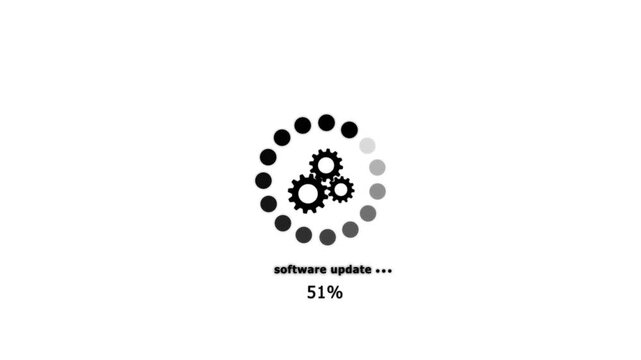 System software update or upgrade neon icon.update,download icon,uploading sign,processing concept,uploading.Installing Update Loader gear icon with loading bar animation. 4k animation