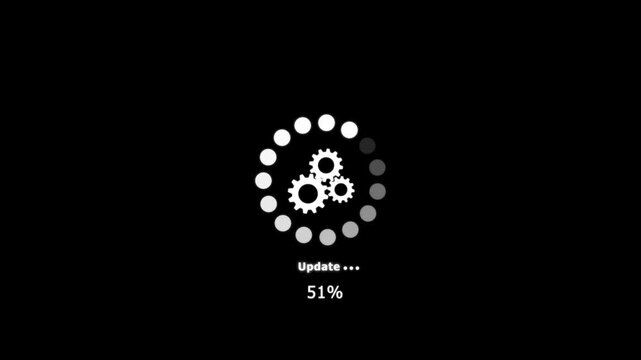 Operating upgrade concept, software updating and process , update modern functions, Setting updating icon animation.System update and processing bar icon isolated with gear icon animation.4k