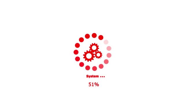 Operating system concept, software updating and process , update modern functions, Setting updating icon animation.System update and processing bar icon isolated with gear icon animation.4k
