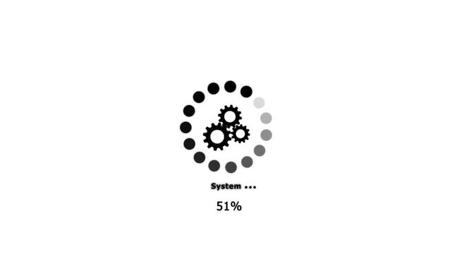 Operating system concept, software updating and process , update modern functions, Setting updating icon animation.System update and processing bar icon isolated with gear icon animation.4k
