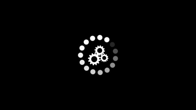 loading bar with gear icon or setting icon. Loading icon and gear icon animation.Circular loading indicator.Animated of circle loading icon .Wheel loading concept icon. 4k video
