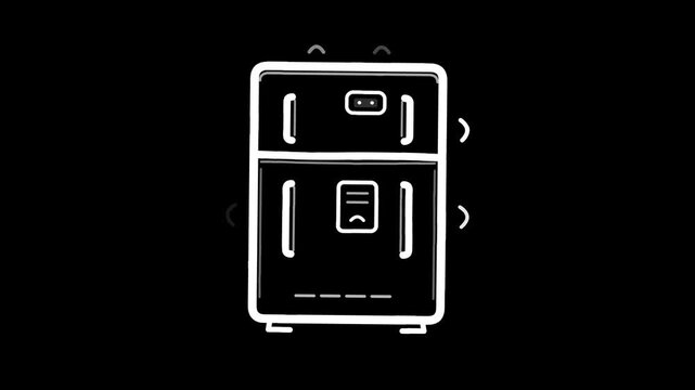 Refrigerator icon animation displaying modern cooling features in a sleek digital hand drawn video clip