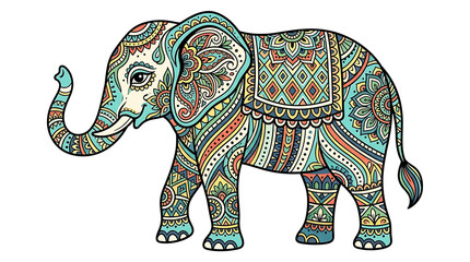 Obraz premium Colorful mosaic pattern elephant graphic design isolated on transparent background