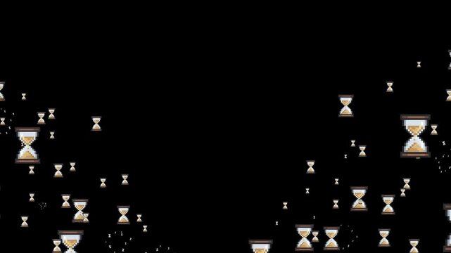 pixel art hourglass, 8-bit sand glass, 16-bit sand clock, retro sand timer, countdown, time limit, deadline, waiting, history, measurement, antique timer, passing time, urgency, delay, time management