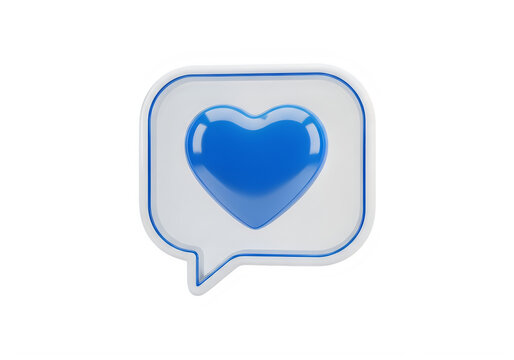 Blue heart inside a speech bubble icon isolated on transparent background, isolated on white background