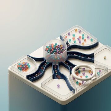 Colorful beads in an octopus-shaped sorting tray for educational learning