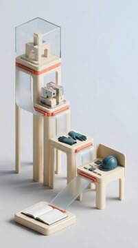 3D representation of educational tools showcasing international literacy and learning
