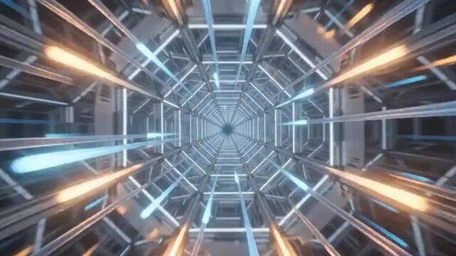 Futuristic Sci-Fi Glowing Neon Light Speed Tunnel Loop Animation Background