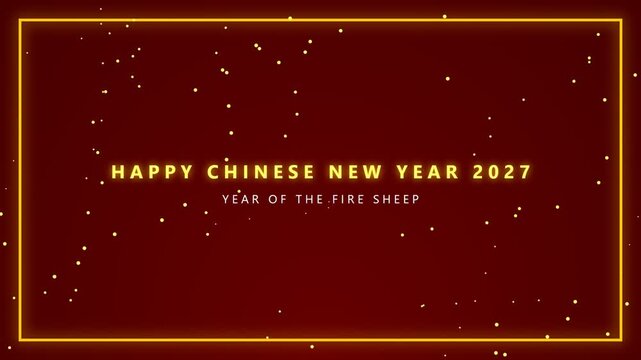 Chinese New Year 2027 countdown intro video animation on red background