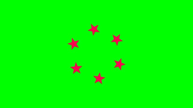 rotating pink stars animated loading circle icon on green screen