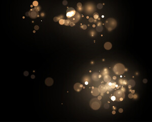 Golden glitter particles drift gently through a dark cosmic scene. Soft stars and glowing bokeh create magical depth. Perfect for luxury festive artwork. © Freesstock