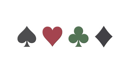 Obraz premium Four distinct playing card suit icons featuring flat minimalist textures in vibrant and muted color palettes