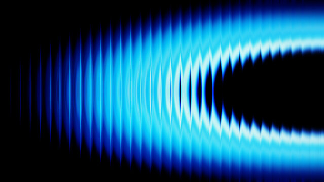Blue Glass Ripple Waveform Background with Glowing Cyan Pulse