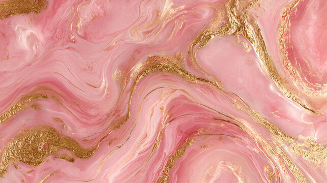 Luxury Pink Marble Background with Gold Foil Geode Texture