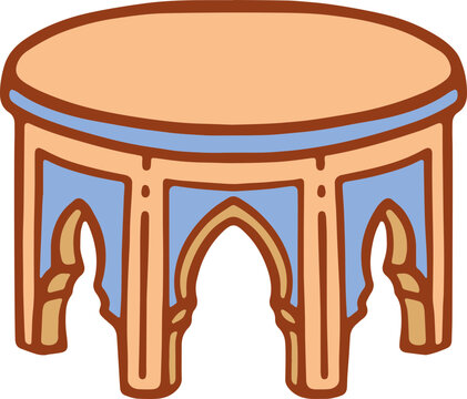 Moroccan Wooden Tea Table Vector