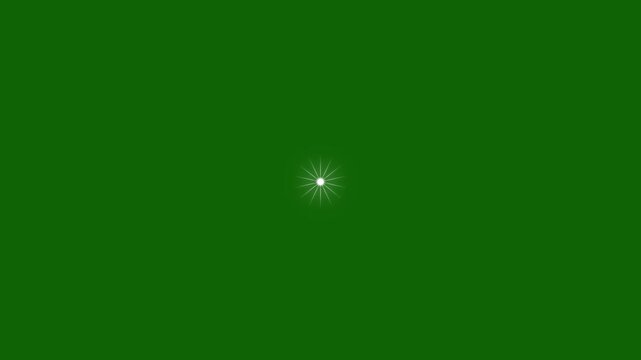 Glittering star animation. fast line glitter motion, single star glitter,  white cartoon blinking star, flat vector doodle sparkle, glowing light effect, 2D shining twinkle effect on green screen.