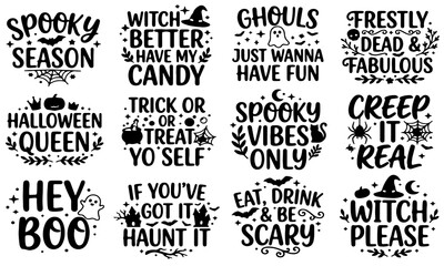 Obraz premium Vintage Halloween party sign with spooky handwritten phrases on blackboard background