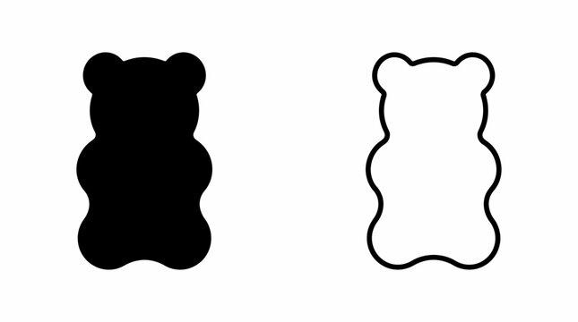 Gummy bear shapes presented as a black and white silhouette