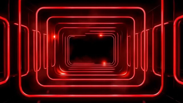Red neon lines extend through black space creating a dynamic seamless futuristic technology background.