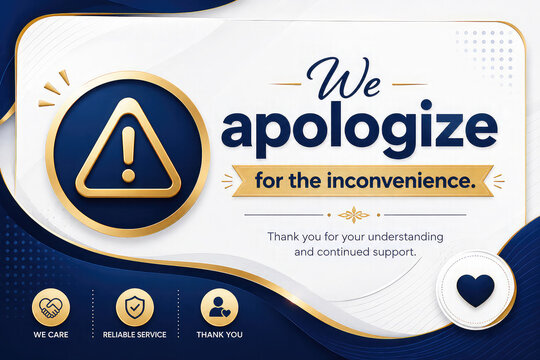 Professional Apology and Service Interruption Announcement Banner