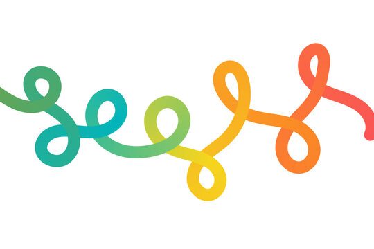 Abstract colorful curved lines forming a continuous flowing gradient shape on a clean white background