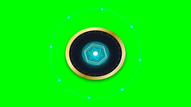 Sci-Fi Energy Token HUD Orbit Animation on Green Screen
