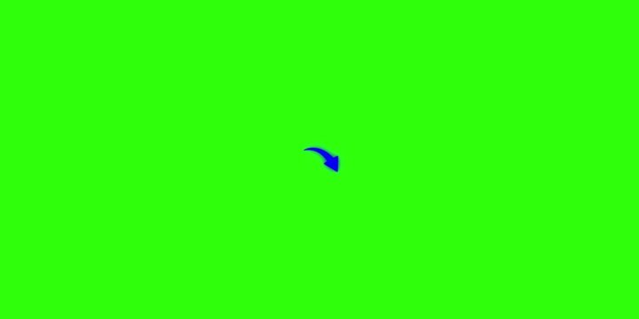 Animated Curved Blue Arrow Pointing Downward Green Screen Video Effect