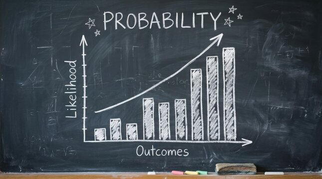Probability chart drawn with white chalk on a black chalkboard