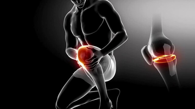 Human Leg Anatomy with Pain Highlight 3D Illustration | Muscle Bone Nerve and Joint Medical Concept
