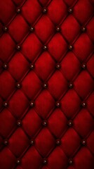 Obraz premium Luxurious red tufted leather upholstery texture with classic buttons pattern
