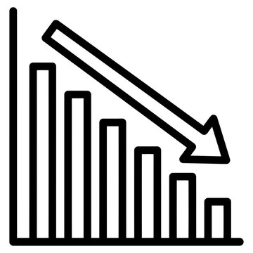 Decreasing bar chart icon