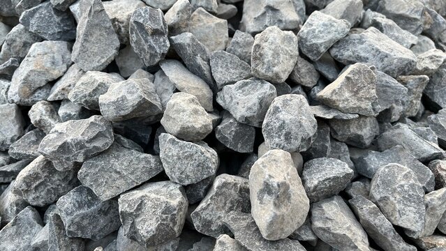 Crushed gravel pile texture for concrete mixing construction material