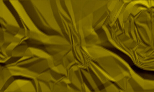 Golden draped fabric presents a textured and flowing three dimensional rendering drape texture three-dimensional render silk